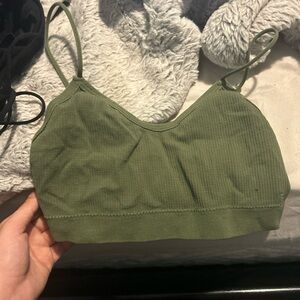 SHEIN Sage Green Ribbed Bralette